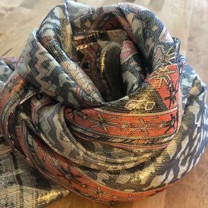 NWTS Vintage Emilio Pucci Metallic Silk Scarf – Made in Italy – 24” x 74”
